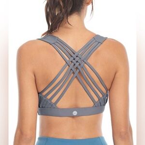 Boutique Sports Bra Grey With Padding Woven  Racerback Size Small